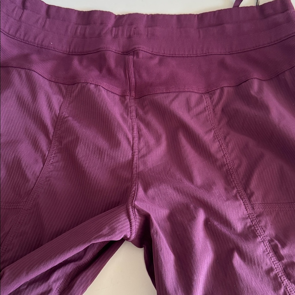 Lululemon Dance Studio Unlined Pinstripe Plum Burgundy Track Pants size 12 - Picture 6 of 8